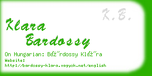 klara bardossy business card